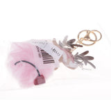 Max Christmas Deer Keychain Soft Fluffy Ball Keyring Gift Bag Decoration Pink