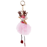 Max Christmas Deer Keychain Soft Fluffy Ball Keyring Gift Bag Decoration Pink