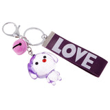 Max Crystal Resin Pendant Car Handbag Keychain Keyring Teddy Dog Model Purple