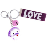 Max Crystal Resin Pendant Car Handbag Keychain Keyring Teddy Dog Model Purple