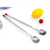 Max Cocktail Spoon Stainless Steel Threaded Mixing Spiral Spoon Bar Tools 30cm
