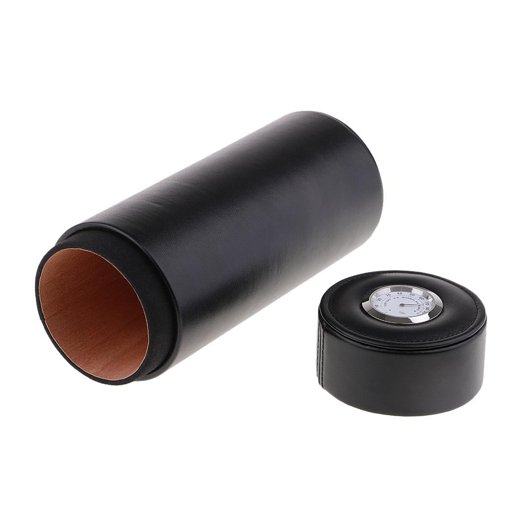 Max Portable Cigar Humidor Travel Case Storage Tube with Hygrometer Black
