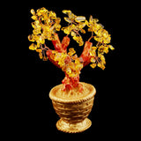 Max 7'' Mini Crystal Money Tree Bonsai Style Lucky Wealth Luck Feng Shui Yellow