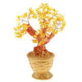 Max 7'' Mini Crystal Money Tree Bonsai Style Lucky Wealth Luck Feng Shui Yellow