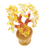 Max 7'' Mini Crystal Money Tree Bonsai Style Lucky Wealth Luck Feng Shui Yellow