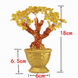 Max 7'' Mini Crystal Money Tree Bonsai Style Lucky Wealth Luck Feng Shui Yellow