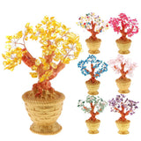 Max 7'' Mini Crystal Money Tree Bonsai Style Lucky Wealth Luck Feng Shui Yellow