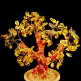 Max 7'' Mini Crystal Money Tree Bonsai Style Lucky Wealth Luck Feng Shui Yellow