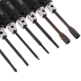 Max 7x Hexagon Screwdriver Tool Wrench Sleeve/Flat Heat/Cross for RC Plane Black