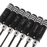 Max 7x Hexagon Screwdriver Tool Wrench Sleeve/Flat Heat/Cross for RC Plane Black