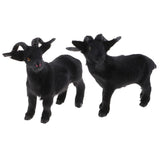 Max Simulation Goat Sheep Figurines Animal Plush Toy Christmas Decor Black 21cm