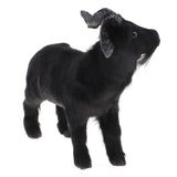 Max Simulation Goat Sheep Figurines Animal Plush Toy Christmas Decor Black 21cm