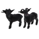 Max Simulation Goat Sheep Figurines Animal Plush Toy Christmas Decor Black 21cm