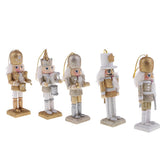 Maxbell 5 Pieces 12cm Wooden Nutcracker Solider Figures Model Puppet Doll Home Decor