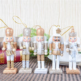 Maxbell 5 Pieces 12cm Wooden Nutcracker Solider Figures Model Puppet Doll Home Decor