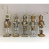 Maxbell 5 Pieces 12cm Wooden Nutcracker Solider Figures Model Puppet Doll Home Decor
