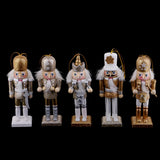 Maxbell 5 Pieces 12cm Wooden Nutcracker Solider Figures Model Puppet Doll Home Decor