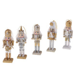 Maxbell 5 Pieces 12cm Wooden Nutcracker Solider Figures Model Puppet Doll Home Decor