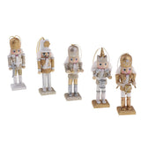 Maxbell 5 Pieces 12cm Wooden Nutcracker Solider Figures Model Puppet Doll Home Decor