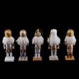 Maxbell 5 Pieces 12cm Wooden Nutcracker Solider Figures Model Puppet Doll Home Decor