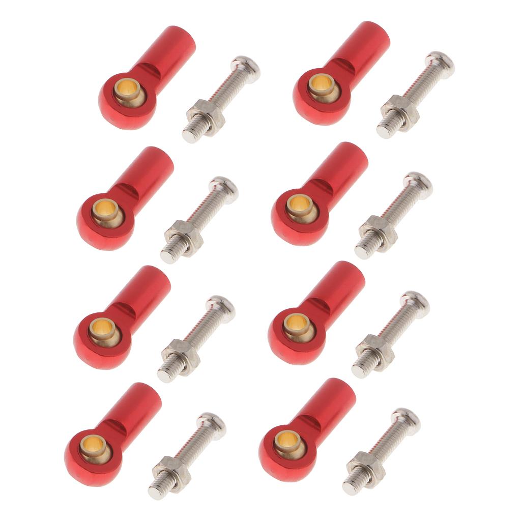 Max Aluminum Link Rod End Joint Steering Linkage Ball Head, Pack of 8 Red