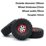 Max 2pcs 100mm RC Rubber Tire Tyre for FY-01/02/03/04/05/06/07 1/12 RC Car Red