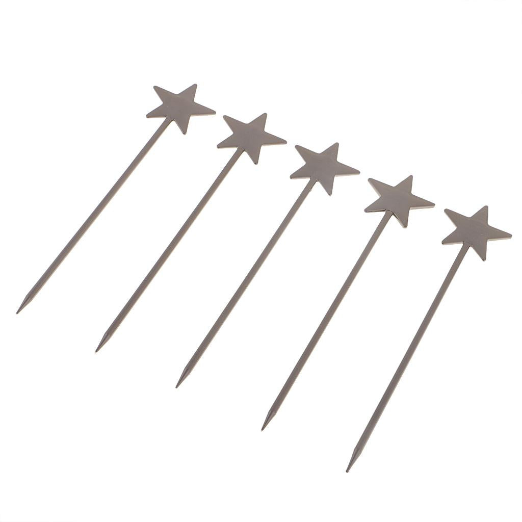 Max 5PCS Stainless Steel Cocktail Picks Martini Fruit Stick for Party Black