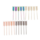 Max 5Pieces Stainless Steel Cocktail Picks Martini Fruit Stick for Party Golden