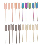 Max 5Pieces Stainless Steel Cocktail Picks Martini Fruit Stick for Party Golden