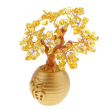 Max Wealth Lucky Money Tree Feng Shui Crystal Plastic Tree Home Decor Yellow