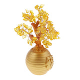 Max Wealth Lucky Money Tree Feng Shui Crystal Plastic Tree Home Decor Yellow