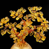 Max Wealth Lucky Money Tree Feng Shui Crystal Plastic Tree Home Decor Yellow