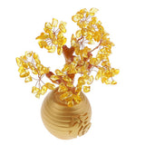 Max Wealth Lucky Money Tree Feng Shui Crystal Plastic Tree Home Decor Yellow
