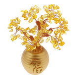 Max Wealth Lucky Money Tree Feng Shui Crystal Plastic Tree Home Decor Yellow