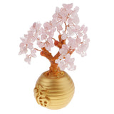 Max Wealth Lucky Money Tree Feng Shui Crystal Plastic Tree Home Decor Pink