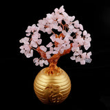 Max Wealth Lucky Money Tree Feng Shui Crystal Plastic Tree Home Decor Pink