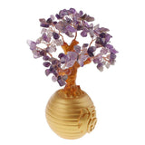 Max Wealth Lucky Money Tree Feng Shui Crystal Plastic Tree Home Decor Purple