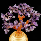 Max Wealth Lucky Money Tree Feng Shui Crystal Plastic Tree Home Decor Purple