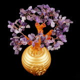 Max Wealth Lucky Money Tree Feng Shui Crystal Plastic Tree Home Decor Purple