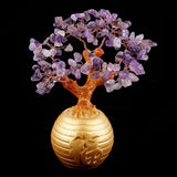 Max Wealth Lucky Money Tree Feng Shui Crystal Plastic Tree Home Decor Purple