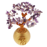 Max Wealth Lucky Money Tree Feng Shui Crystal Plastic Tree Home Decor Purple