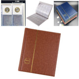 Max 200 Coin Currency Holder Collector Storage Money Pocket PU Album Book Brown