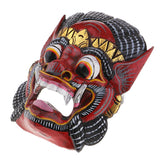 Maxbell Collectibles Thailand Wooden Hand Carved Facial Mask Wall Hanging Art Red