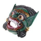 Maxbell Collectibles Thailand Wooden Hand Carved Facial Mask Wall Hanging Art Green