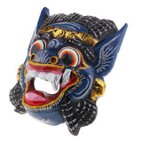 Maxbell Collectibles Thailand Wooden Hand Carved Facial Mask Wall Hanging Art Blue