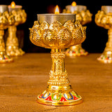 Max Tibet Buddhist Lotus Butter Candle Light Lamp Holder Base Burner 76mm