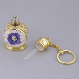 Max Golden Chain Glass Flower Pendant Empty Glass Perfume Bottle Purple