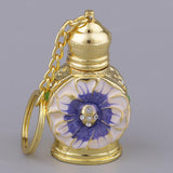 Max Golden Chain Glass Flower Pendant Empty Glass Perfume Bottle Purple