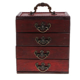 Max 4 Layers Vintage Jewelry Rings Treasure Chest Storage Box Case Trinket Gift