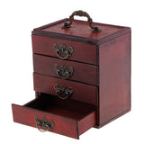 Max 4 Layers Vintage Jewelry Rings Treasure Chest Storage Box Case Trinket Gift